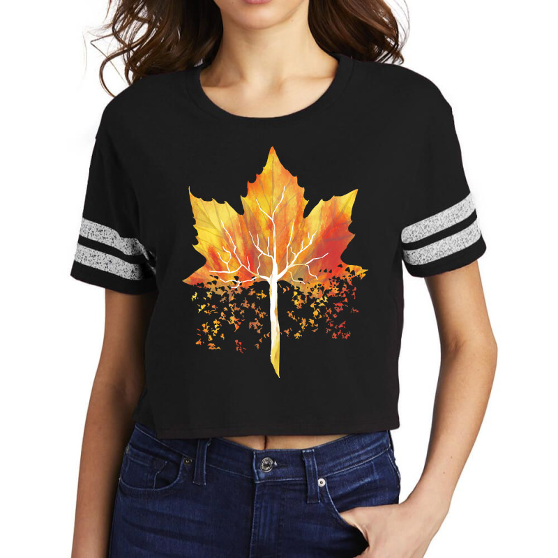 Autumn T  Shirt Leaf Autumn Tree Orange Fall Leaves Lover Season T  Sh Scorecard Crop Tee by joanie38206 | Artistshot