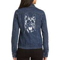 Belgian Malinois Mom T  Shirt Belgian Malinois Sunglasses Cool Dog T Ladies Denim Jacket | Artistshot