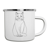 Sitting Cat Line Art Camper Cup | Artistshot