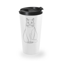 Sitting Cat Line Art Travel Mug | Artistshot