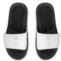 Sitting Cat Line Art Slide Sandal | Artistshot