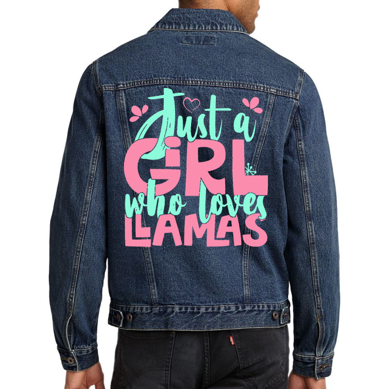 Just A Girl Who Love T  Shirt Just A Girl Who Loves Llamas Farmer Gift Men Denim Jacket | Artistshot