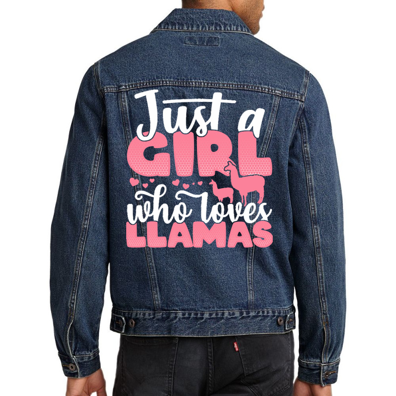 Just A Girl Who Love T  Shirt Just A Girl Who Loves Llamas Funny Llama Men Denim Jacket | Artistshot