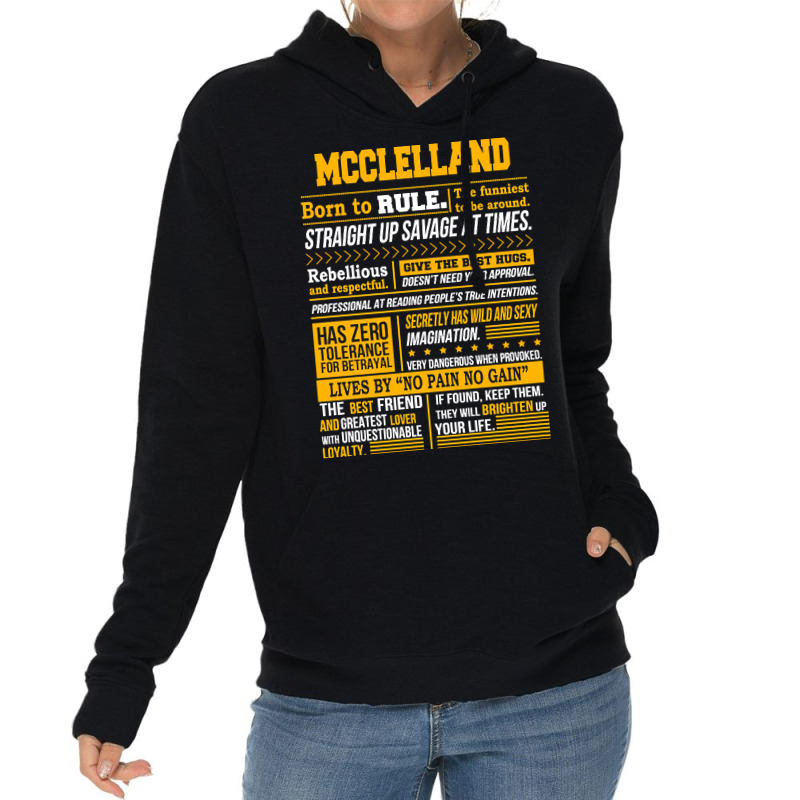 Mcclelland Name Shirt Mcclelland Born To Rule Lightweight Hoodie | Artistshot