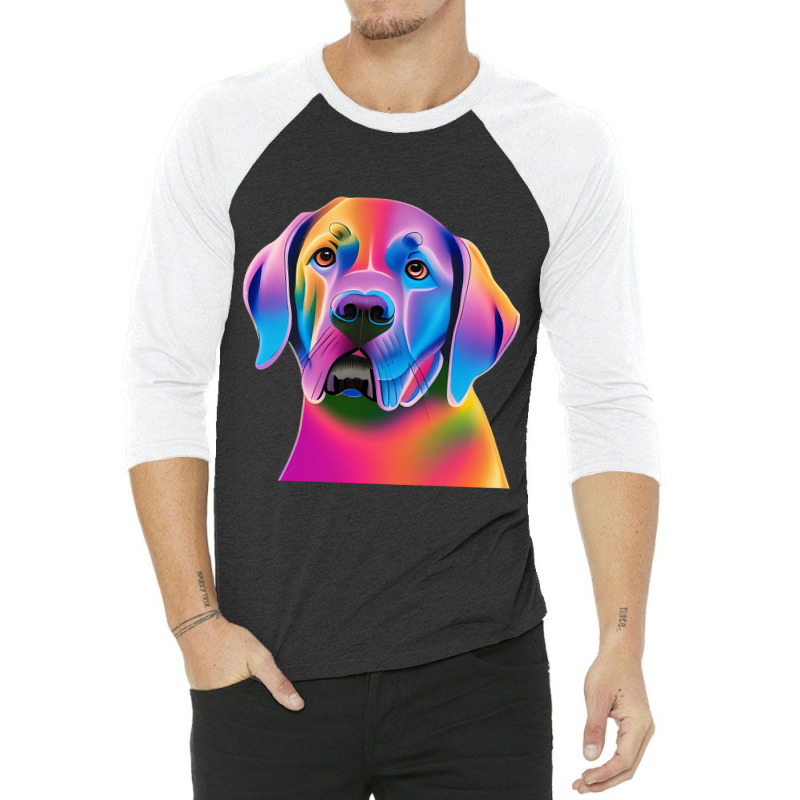 Labrador Retriever Colorful Portrait 3/4 Sleeve Shirt by trampolinnervous53 | Artistshot