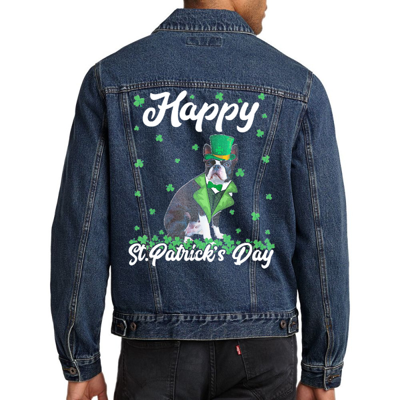 Boston Terrier T  Shirt Happy St. Patrick's Day Boston Terrier T  Shir Men Denim Jacket | Artistshot