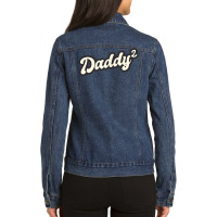 Daddy Two Times Father Dad Two Children Twins Retro T Shirt Ladies Denim Jacket | Artistshot