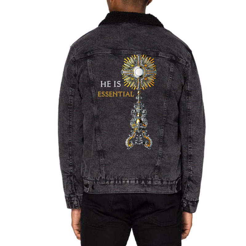 Catholic Monstrance Holy Mass Unisex Sherpa-lined Denim Jacket | Artistshot