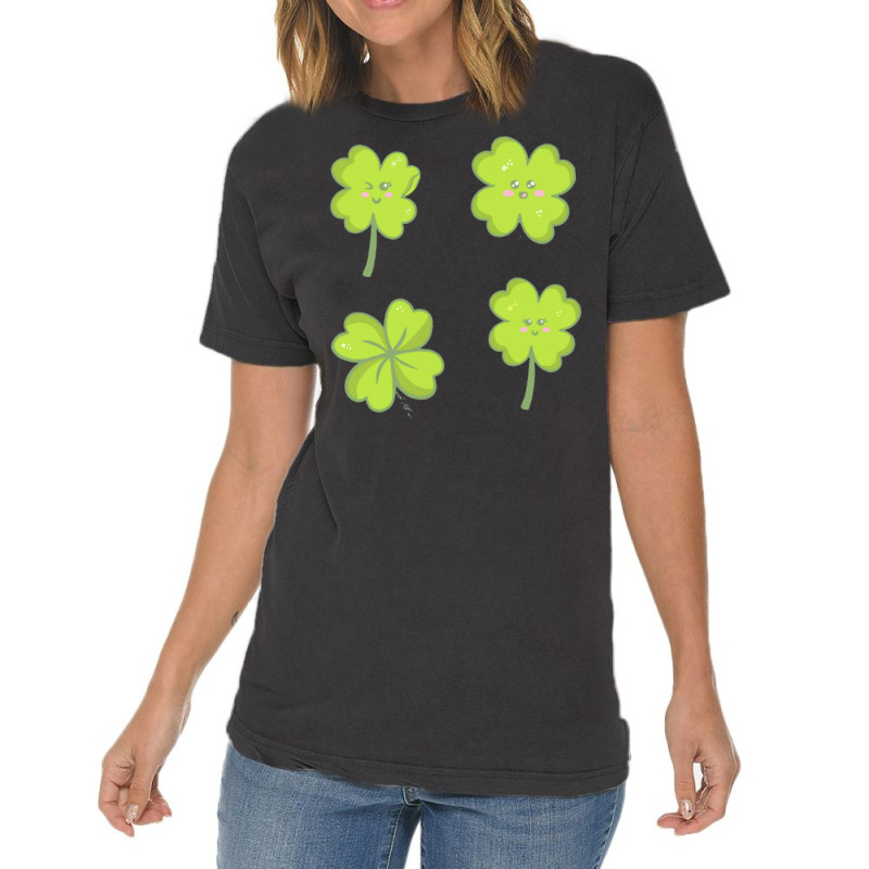 Kawaii Shamrock T  Shirt Kawaii Shamrock Four Leaf Clover Set T  Shirt Vintage T-shirt | Artistshot