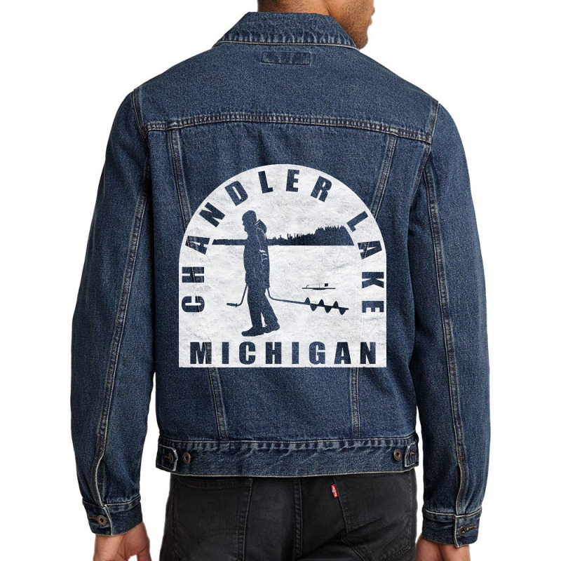 Chandler Lake Ice Fishing Michigan Men Denim Jacket | Artistshot