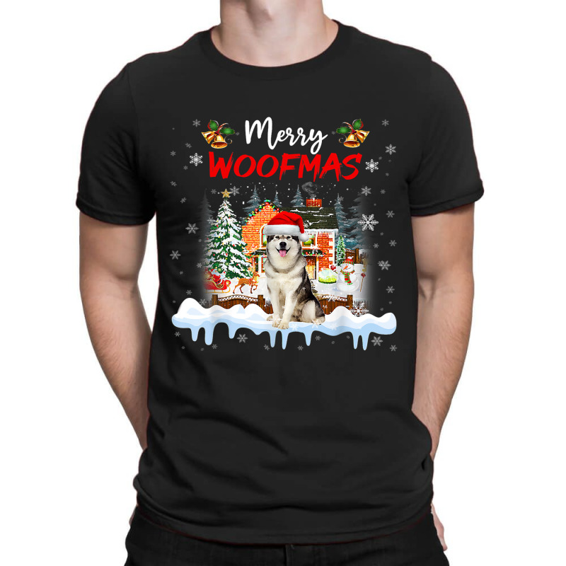 Merry Woofmas Alaskan Malamute Christmas Tree Dog Lover Xmas 107 T-shirt | Artistshot