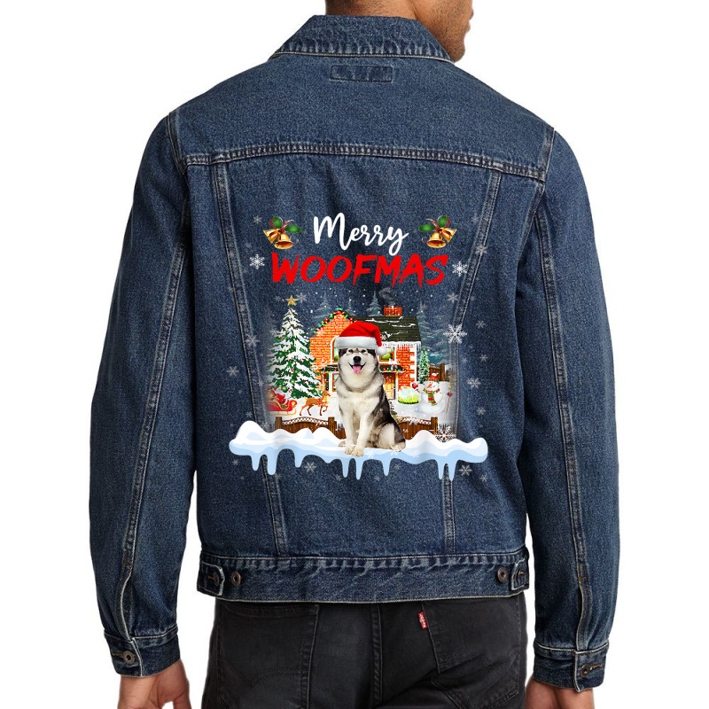 Merry Woofmas Alaskan Malamute Christmas Tree Dog Lover Xmas 107 Men Denim Jacket | Artistshot