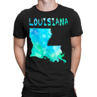 Colorful Isolated Louisiana State Map In Watercolor, United States T-shirt | Artistshot