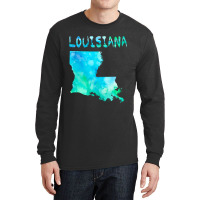 Colorful Isolated Louisiana State Map In Watercolor, United States Long Sleeve Shirts | Artistshot