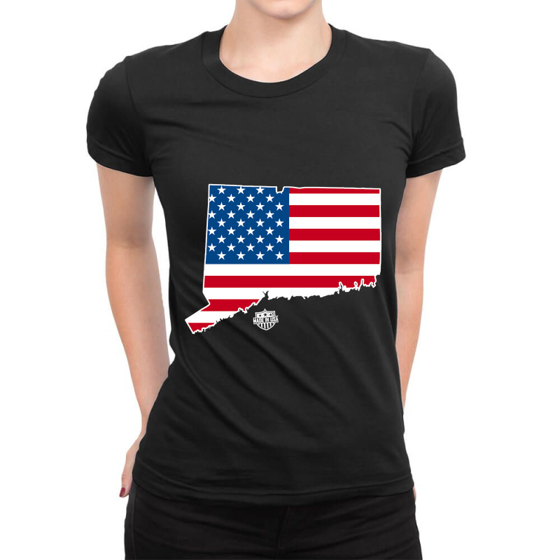 Connecticut Made In The Usa Ladies Fitted T-Shirt by kayakbetween30 | Artistshot