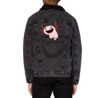 Axolotl In Pocket Kids Aesthetic Unisex Sherpa-lined Denim Jacket | Artistshot