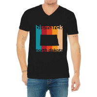 Bismarck North Dakota Retro V-neck Tee | Artistshot