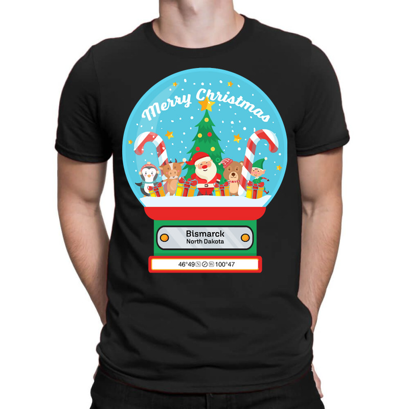 Bismarck North Dakota Usa - Merry Christmas Snowglobe T-shirt | Artistshot