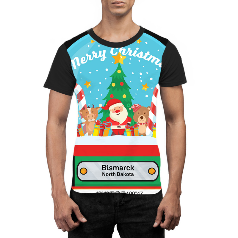 Bismarck North Dakota Usa - Merry Christmas Snowglobe Graphic T-shirt | Artistshot