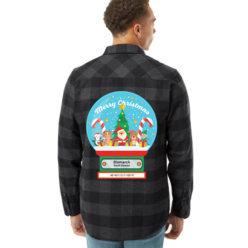 Bismarck North Dakota Usa - Merry Christmas Snowglobe Flannel Shirt | Artistshot