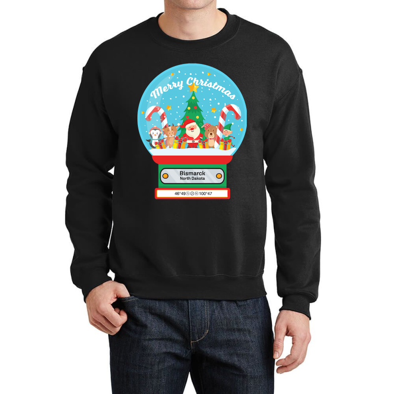 Bismarck North Dakota Usa - Merry Christmas Snowglobe Crewneck Sweatshirt | Artistshot