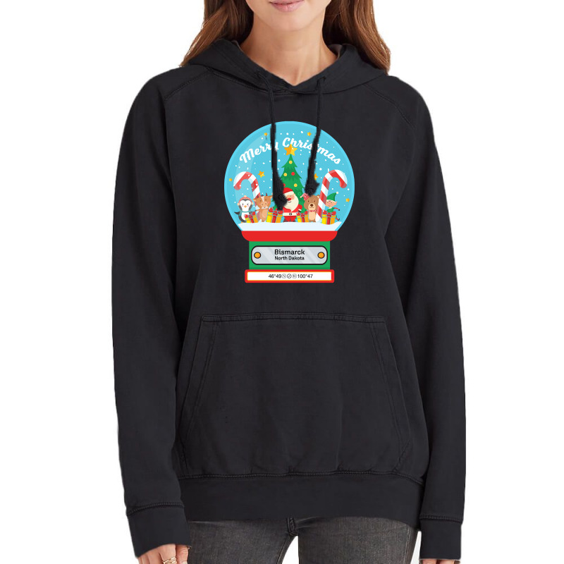 Bismarck North Dakota Usa - Merry Christmas Snowglobe Vintage Hoodie | Artistshot