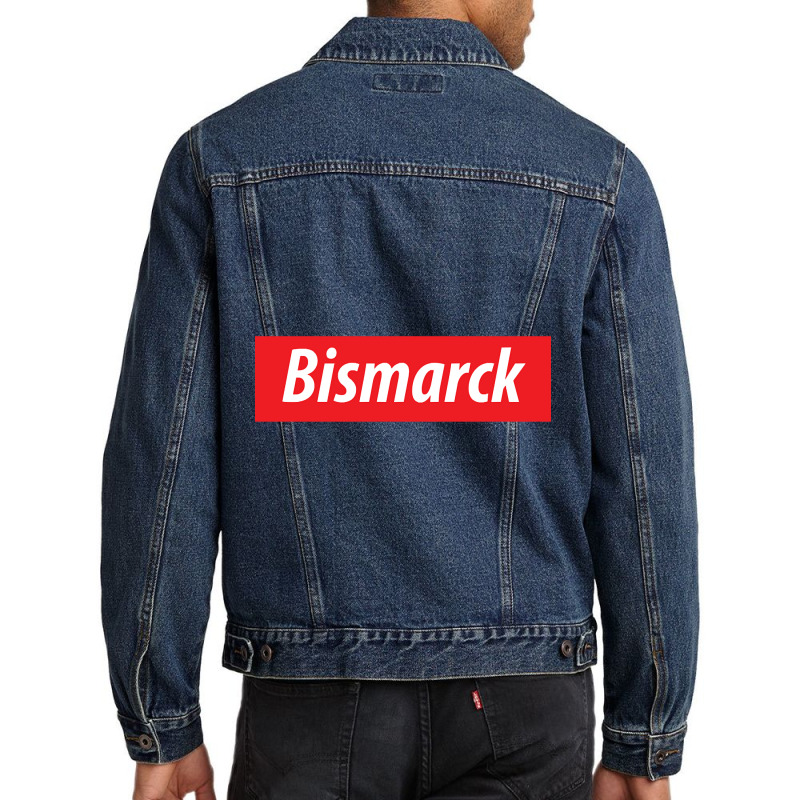 'bismarck' North Dakota Usa White Text On A Red Background Men Denim Jacket | Artistshot