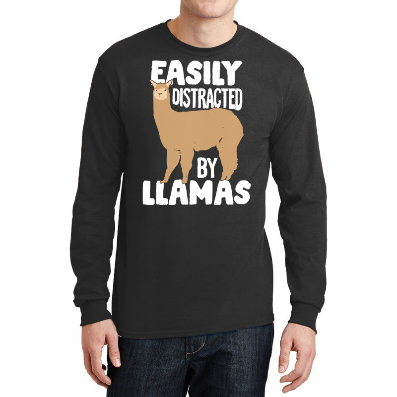 Llama T  Shirt Easily Distracted By Llamas Animal Lover Gift T  Shirt Long Sleeve Shirts | Artistshot