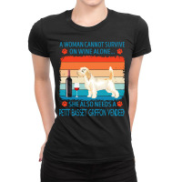 Petit Basset Griffon Vendeen T  Shirt A Woman Cannot Survive On Wine A Ladies Fitted T-shirt | Artistshot