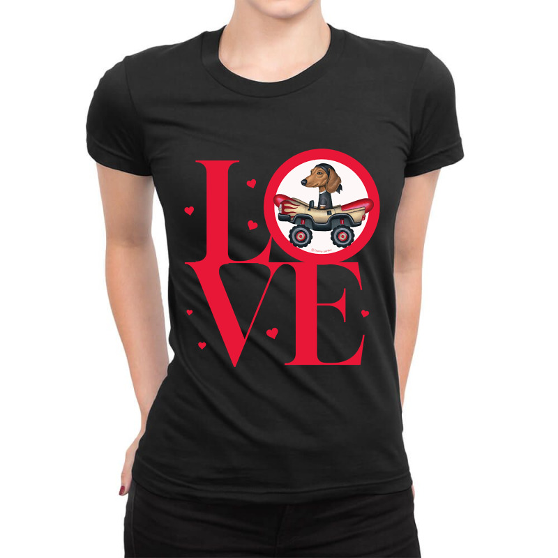 Dachshund Love-zlknc Ladies Fitted T-Shirt by BrianneRemers65 | Artistshot