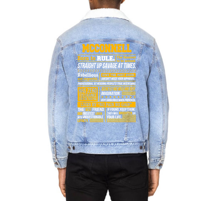 Mcconnell Name Shirt Mcconnell Born To Rule Unisex Sherpa-lined Denim Jacket | Artistshot