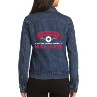 Bionic Mom Like A Normal Mom Much Cooler Replacement Ladies Denim Jacket | Artistshot