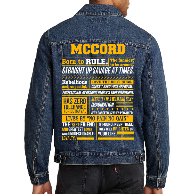 Mccord Name Shirt Mccord Born To Rule Men Denim Jacket | Artistshot