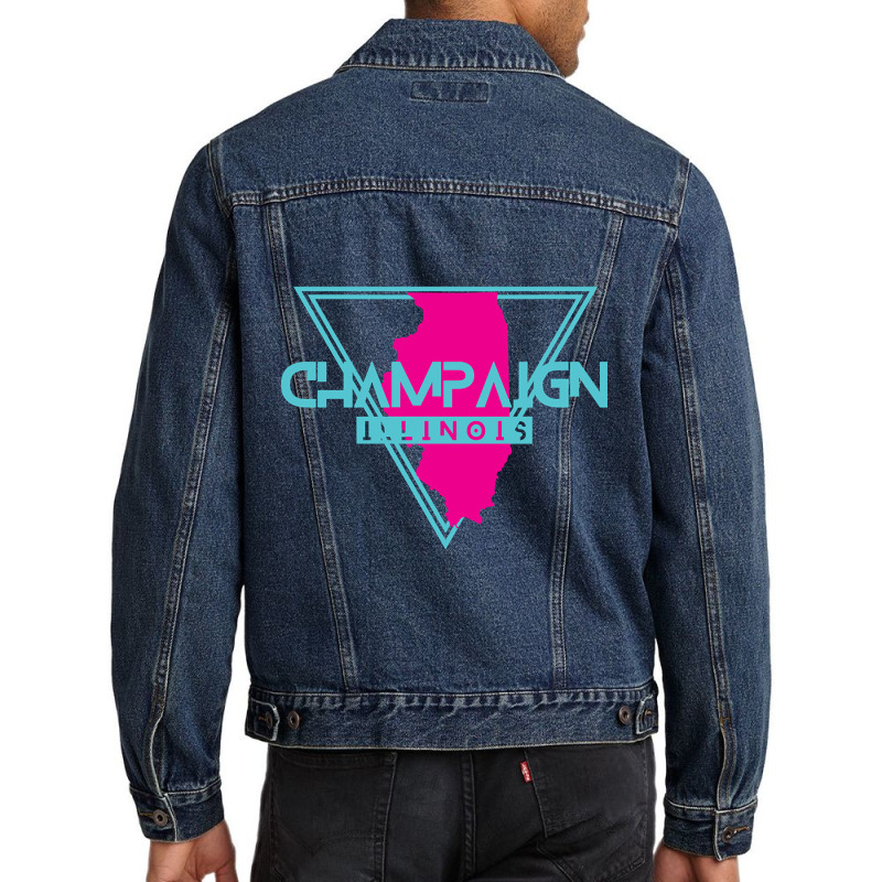 Champaign Illinois Retro Vintage Triangle Il Men Denim Jacket by ternacanuda251 | Artistshot