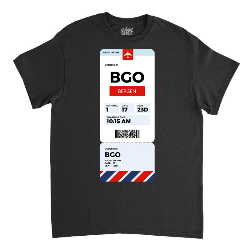 Bergen Boarding Pass Classic T-shirt | Artistshot