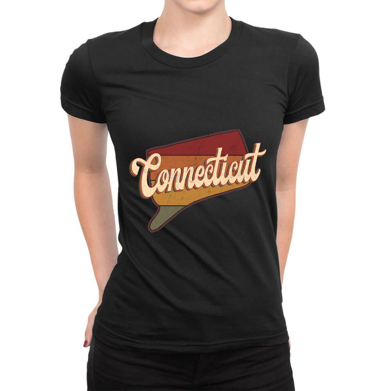 Connecticut Retro Vintate 70s 80s Design Ladies Fitted T-Shirt by kayakbetween30 | Artistshot