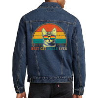 Best Cat Uncle Ever Funny Cat Daddy Father's Day Gift Men Denim Jacket | Artistshot