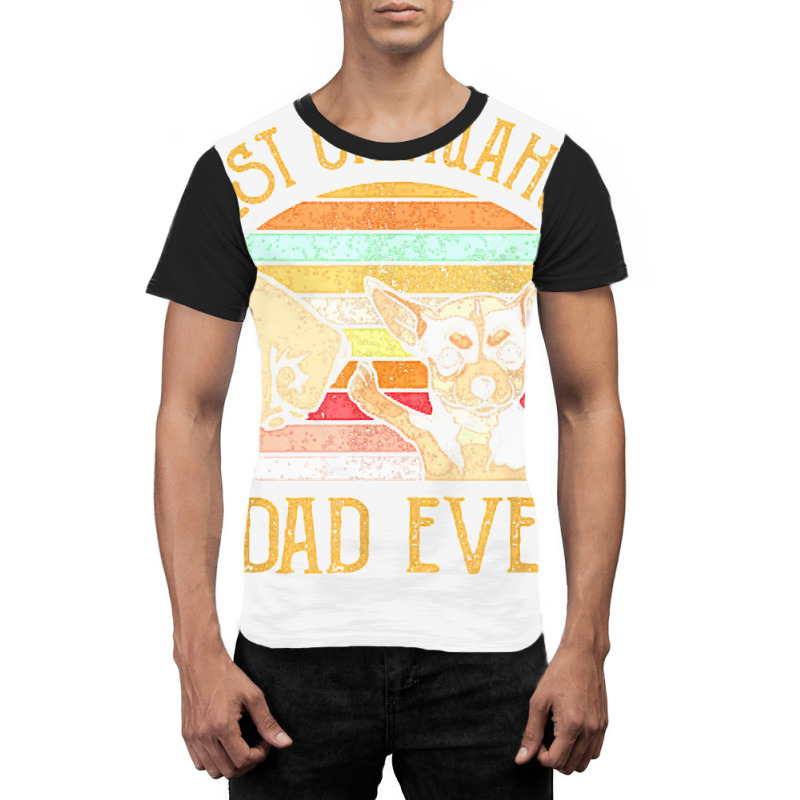 Best Chihuahua Dad Ever Retro Vintage Sunset Graphic T-shirt | Artistshot