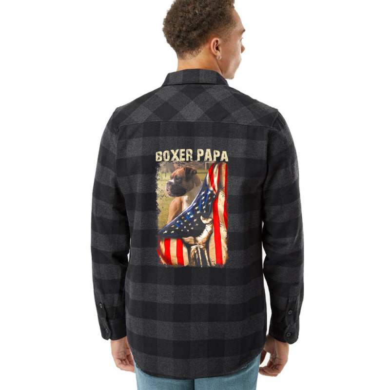 Boxer Papa American Flag Hand Pride Flannel Shirt | Artistshot