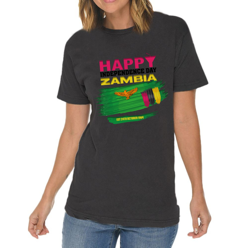 Happy Independence Day Zambia Vintage T-Shirt by joanmouse000 | Artistshot