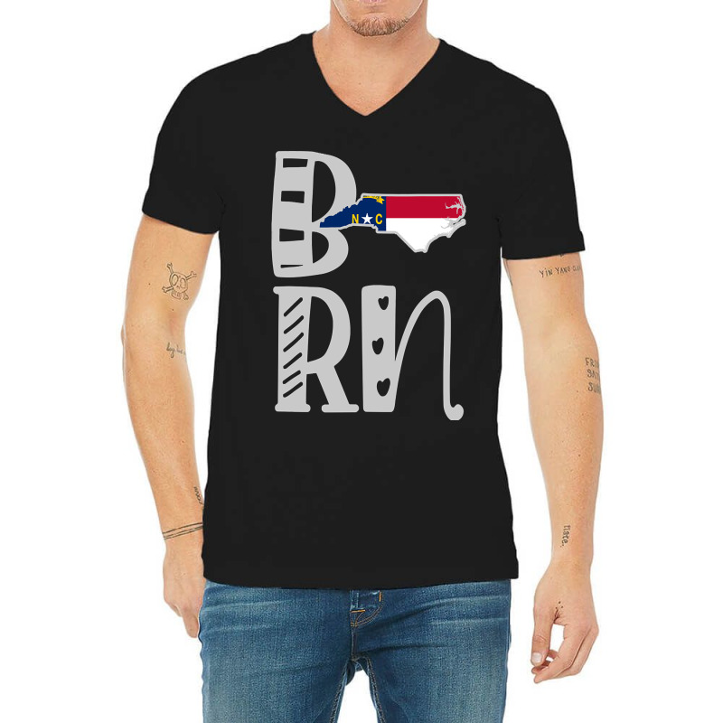 Born North Carolina In Art Block Letters V-neck Tee | Artistshot