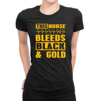 This Nurse Bleeds Black & Gold Funny Humor Geek Ladies Fitted T-shirt | Artistshot