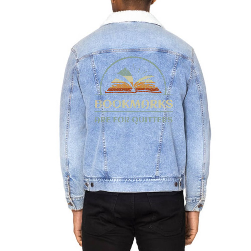 Vintage Bookmarks Are For Quitters Reading Book Distressed Pullover Ho Unisex Sherpa-Lined Denim Jacket by KarinLeighPurcell | Artistshot