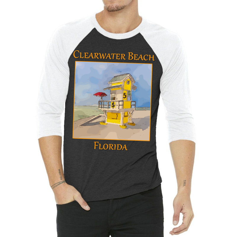 Cute Lifeguard Tower In Clearwater Beach Florida-j7gqm 3/4 Sleeve Shirt by mysofiazo | Artistshot