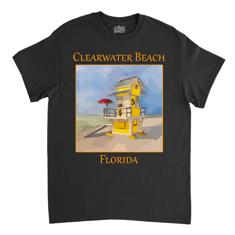 Cute Lifeguard Tower In Clearwater Beach Florida-j7gqm Classic T-shirt by mysofiazo | Artistshot