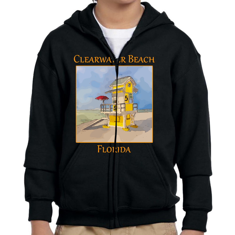 Cute Lifeguard Tower In Clearwater Beach Florida-j7gqm Youth Zipper Hoodie by mysofiazo | Artistshot