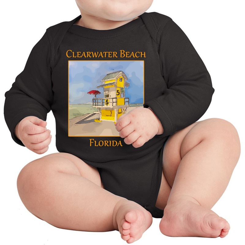 Cute Lifeguard Tower In Clearwater Beach Florida-j7gqm Long Sleeve Baby Bodysuit by mysofiazo | Artistshot