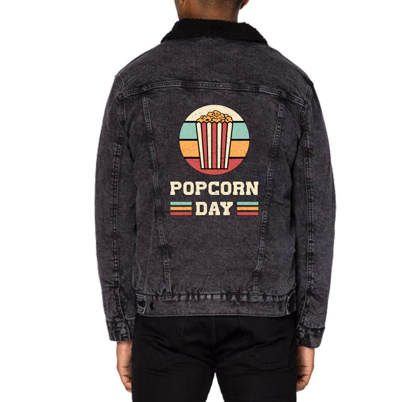 Cinema Popcorn Day Movie Snack Pop Film Gift Idea Unisex Sherpa-lined Denim Jacket | Artistshot