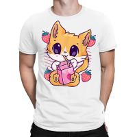 Strawberry Milk Cat Cute Kawaii Kitten Anime Neko Shake T Shirt T-shirt | Artistshot