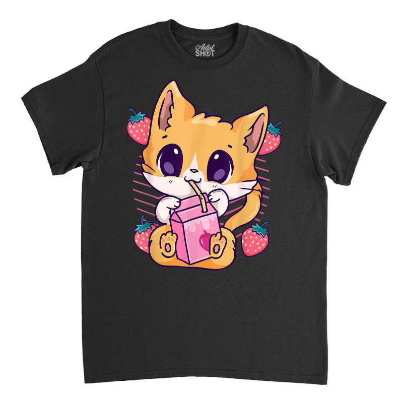 Strawberry Milk Cat Cute Kawaii Kitten Anime Neko Shake T Shirt Classic T-shirt by kulowbu | Artistshot